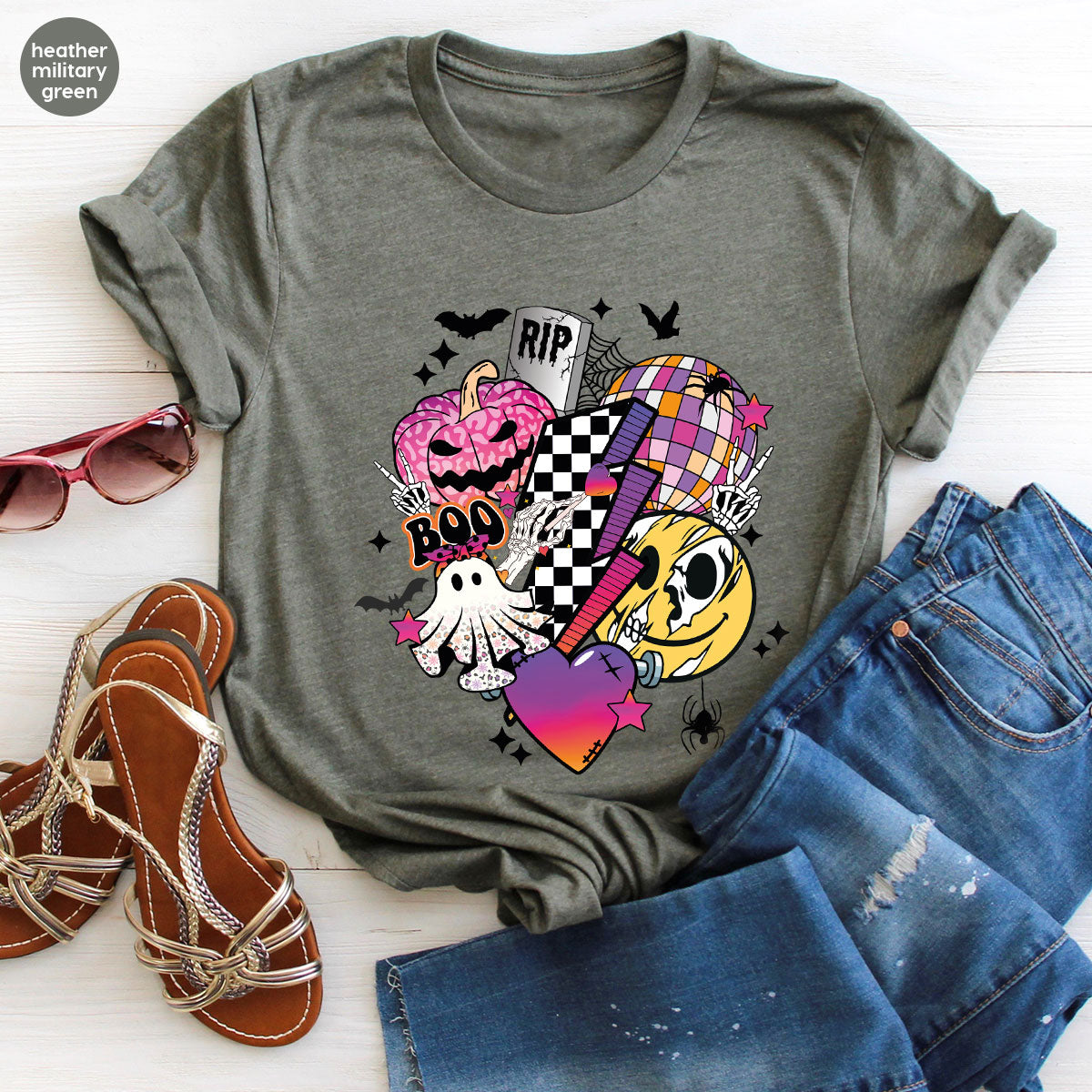 Retro Halloween Shirt, Spooky Pumpkin Shirt, Cool Checkered Outfit