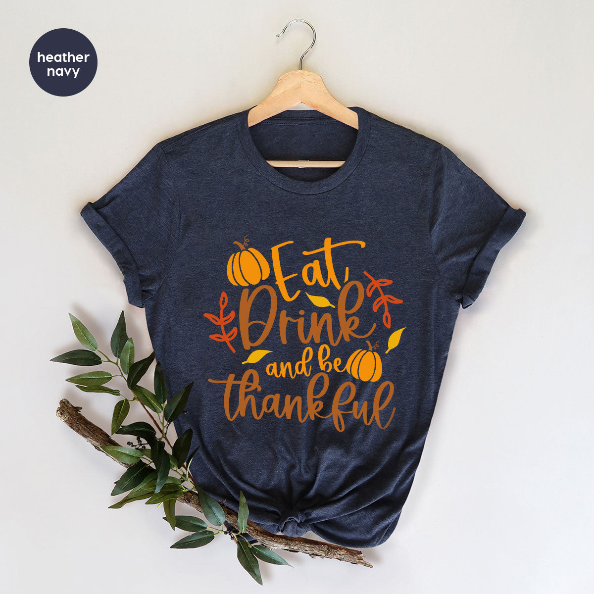 Cute Pumpkin T-Shirt, Fall Graphic Tees, Thankful Gifts, Thanksgiving Outfits, Autumn Crewneck Sweatshirt, Fall Leaves Vneck Shirt