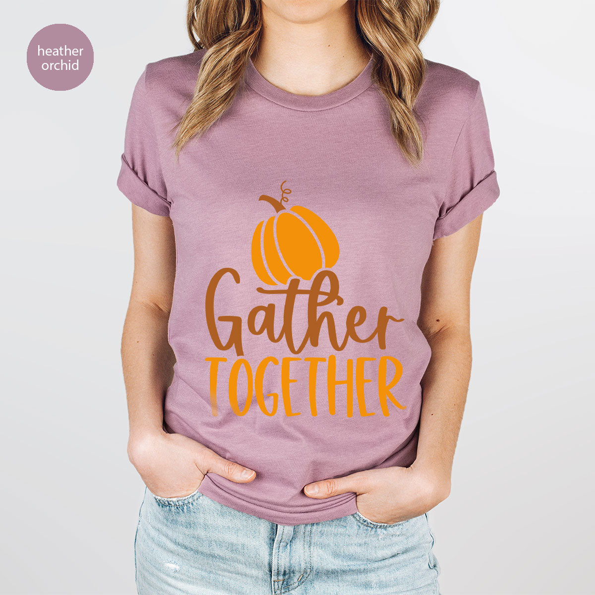 Fall Crewneck Sweatshirt, Thanksgiving Family Outfits, Pumpkin Graphic Tees, Autumn Clothing, Thankful Toddler Tshirt, Gather Together Shirt