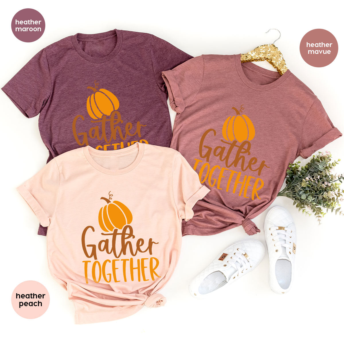 Fall Crewneck Sweatshirt, Thanksgiving Family Outfits, Pumpkin Graphic Tees, Autumn Clothing, Thankful Toddler Tshirt, Gather Together Shirt