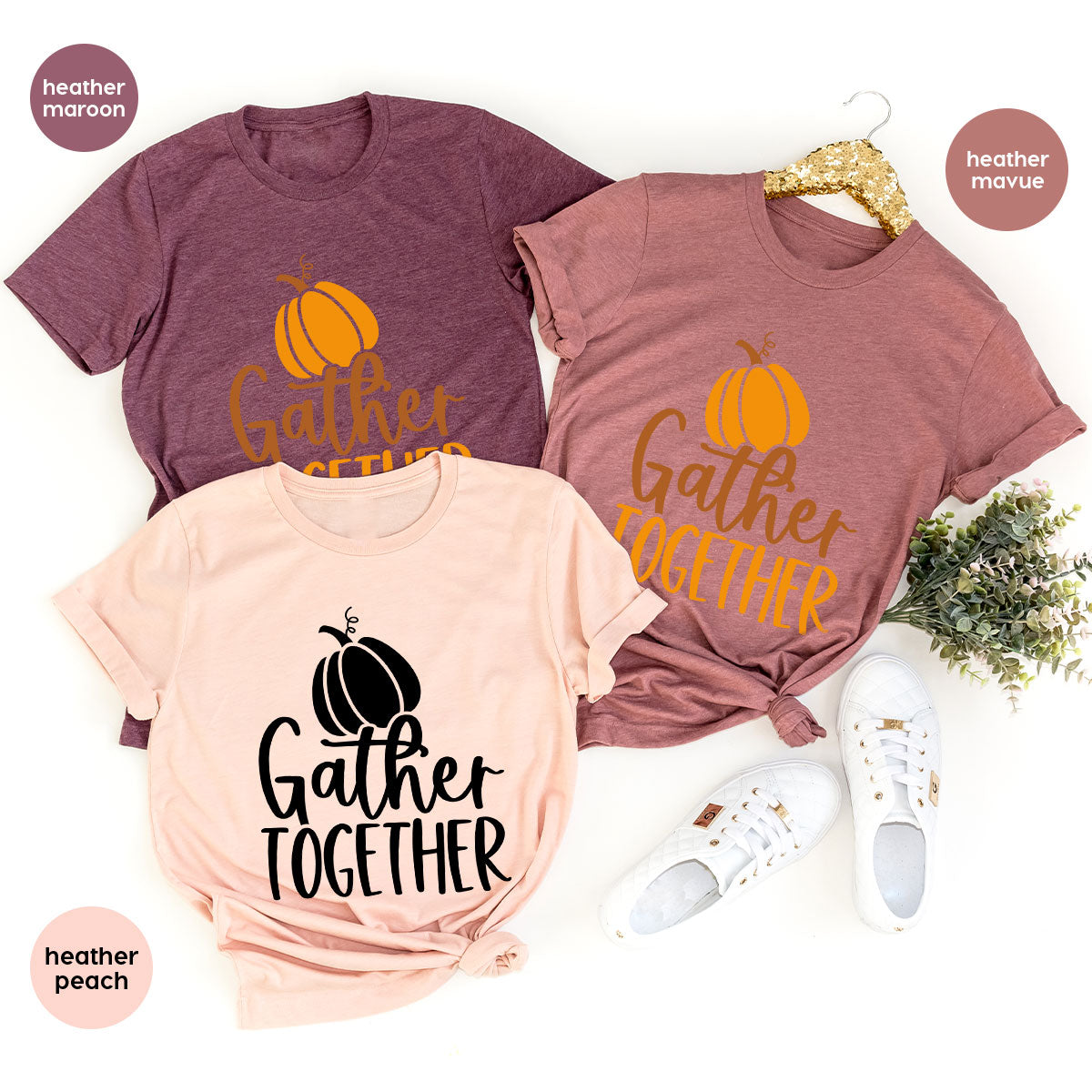 Fall Crewneck Sweatshirt, Thanksgiving Family Outfits, Pumpkin Graphic Tees, Autumn Clothing, Thankful Toddler Tshirt, Gather Together Shirt