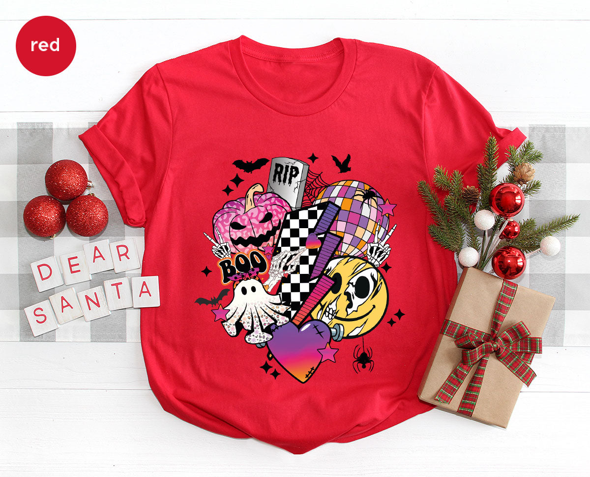 Retro Halloween Shirt, Spooky Pumpkin Shirt, Cool Checkered Outfit