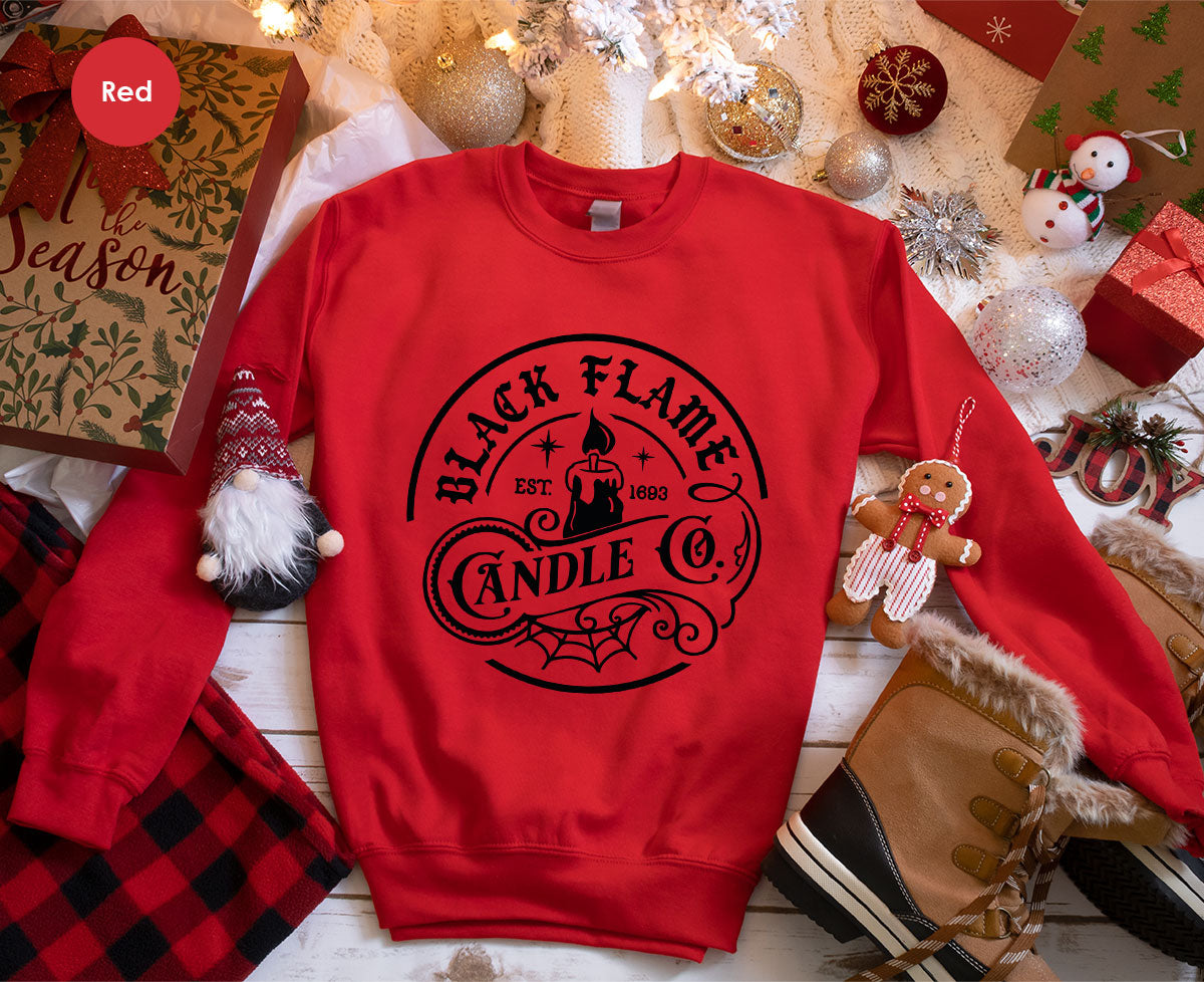 Black Flame Candle Shirt, Halloween Gifts, Hocus Pocus Tshirt, Halloween Party Clothing, Witch Vneck T-Shirt, Witchy Shirts, Gift for Her