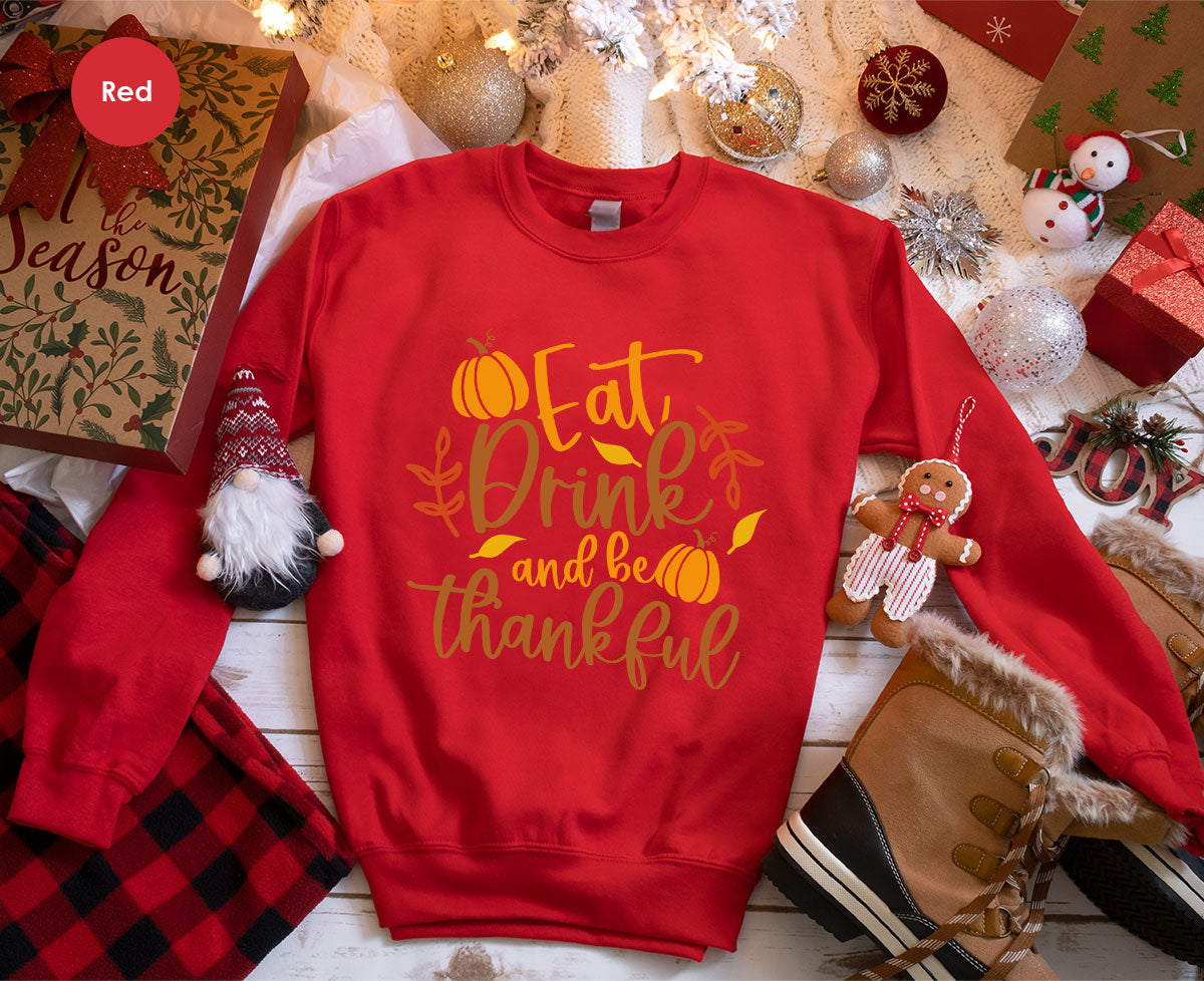 Cute Pumpkin T-Shirt, Fall Graphic Tees, Thankful Gifts, Thanksgiving Outfits, Autumn Crewneck Sweatshirt, Fall Leaves Vneck Shirt