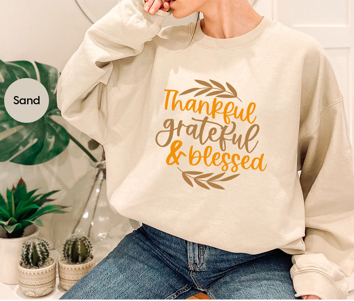 Fall Tshirt, Autumn Clothing, Gift for Her, Happy Thanksgiving Outfit, Leaves Graphic Tees, Thankful Grateful Blessed T-Shirt