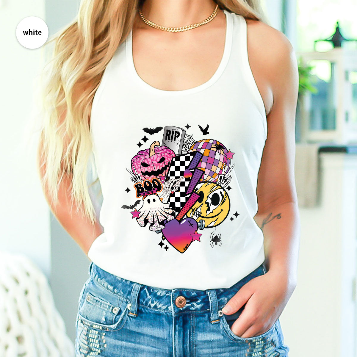 Retro Halloween Shirt, Spooky Pumpkin Shirt, Cool Checkered Outfit