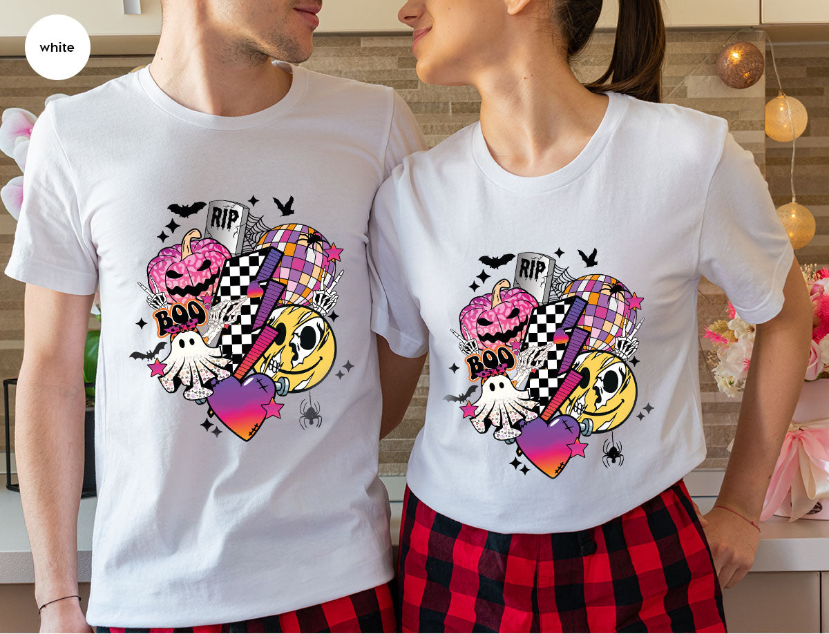 Retro Halloween Shirt, Spooky Pumpkin Shirt, Cool Checkered Outfit