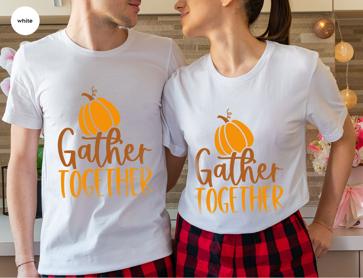 Fall Crewneck Sweatshirt, Thanksgiving Family Outfits, Pumpkin Graphic Tees, Autumn Clothing, Thankful Toddler Tshirt, Gather Together Shirt