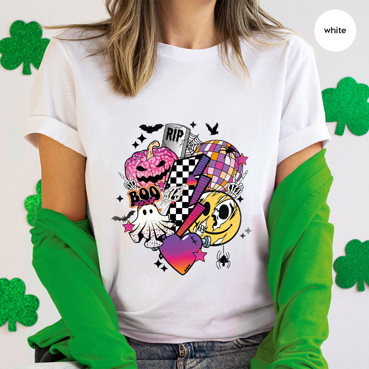 Retro Halloween Shirt, Spooky Pumpkin Shirt, Cool Checkered Outfit
