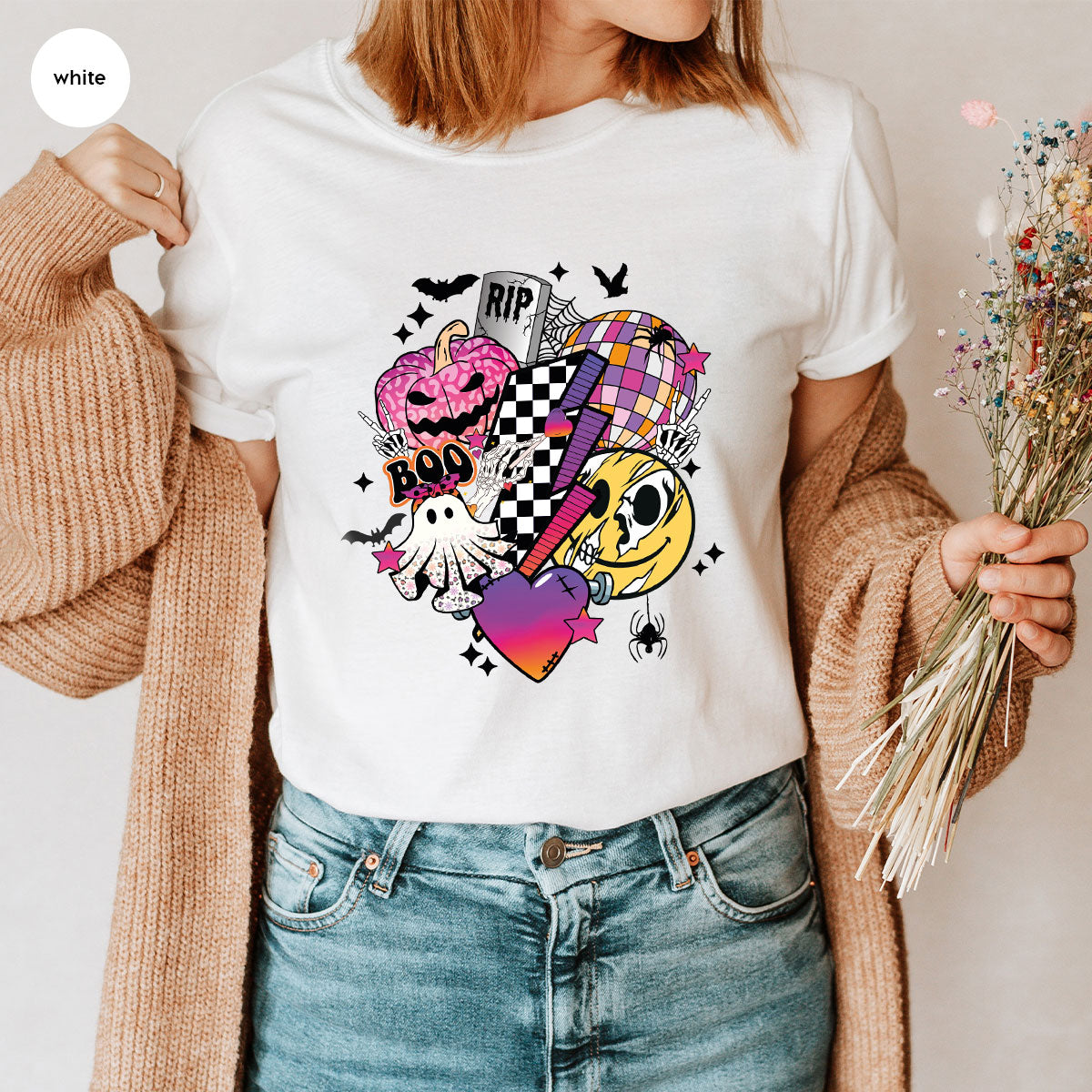 Retro Halloween Shirt, Spooky Pumpkin Shirt, Cool Checkered Outfit