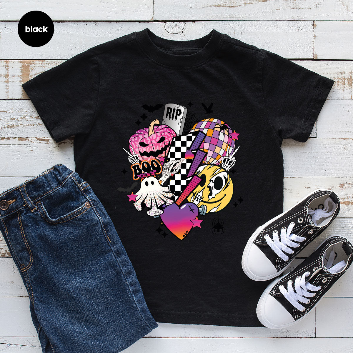 Retro Halloween Shirt, Spooky Pumpkin Shirt, Cool Checkered Outfit