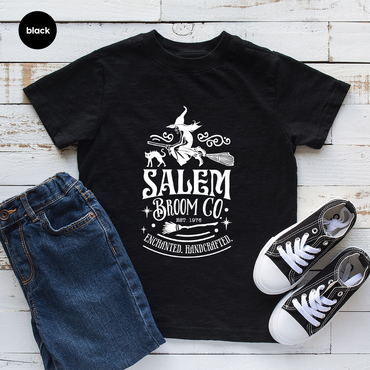 Halloween T-Shirt, Halloween Gifts, Salem Graphic Tees, Witchy Gifts, Witch Crewneck Sweatshirt, Womens Vneck T Shirt, Broom Shirt