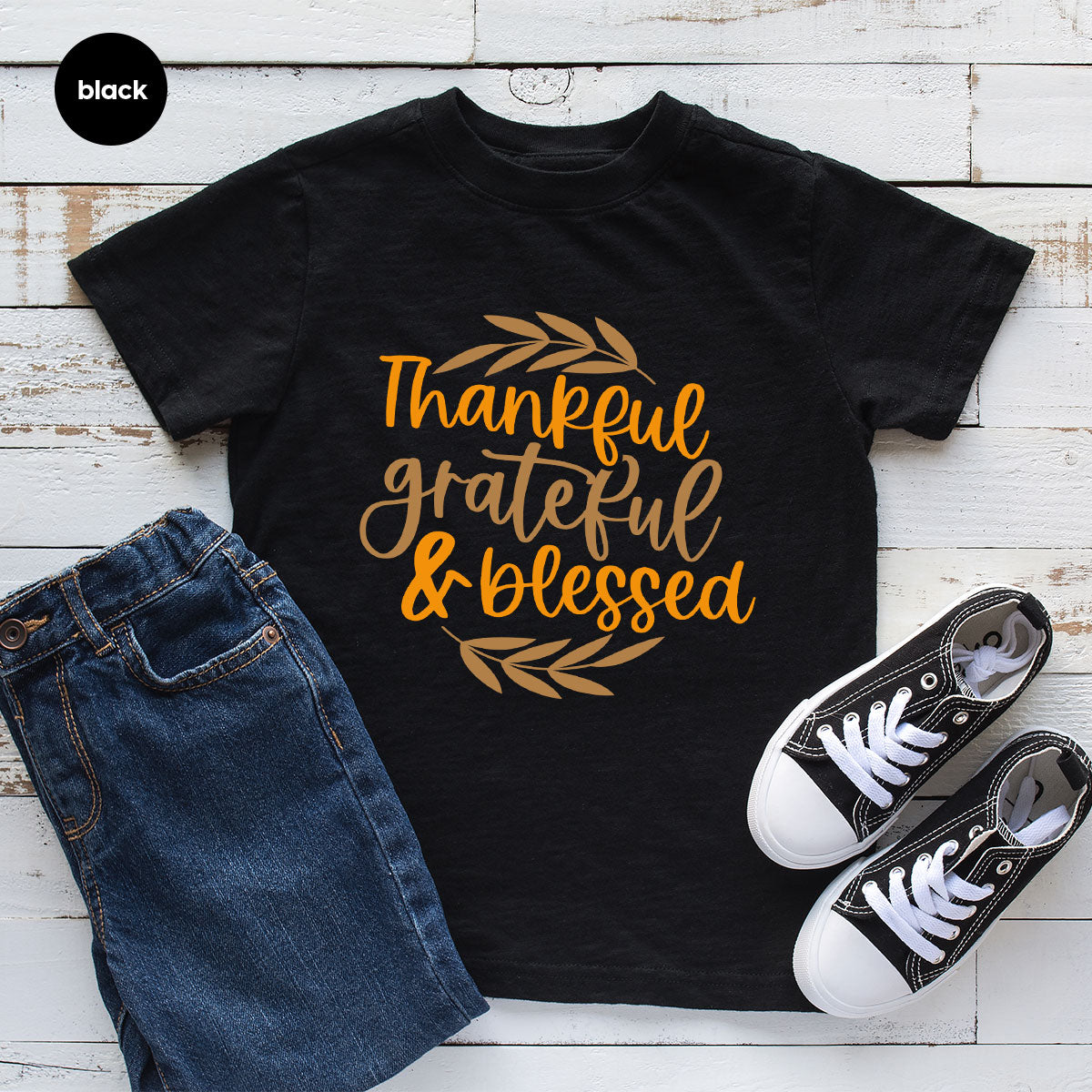 Fall Tshirt, Autumn Clothing, Gift for Her, Happy Thanksgiving Outfit, Leaves Graphic Tees, Thankful Grateful Blessed T-Shirt