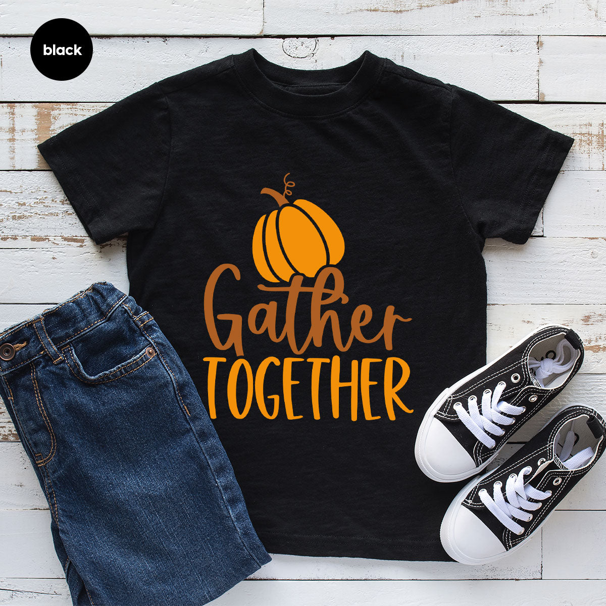 Fall Crewneck Sweatshirt, Thanksgiving Family Outfits, Pumpkin Graphic Tees, Autumn Clothing, Thankful Toddler Tshirt, Gather Together Shirt