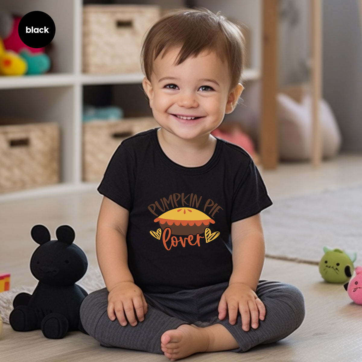 Kids Thanksgiving Shirts, Pumpkin Pie Graphic Tees, Gift for Her, Fall Crewneck Sweatshirt, Cute Toddler Clothes, Autumn Vneck T-Shirt