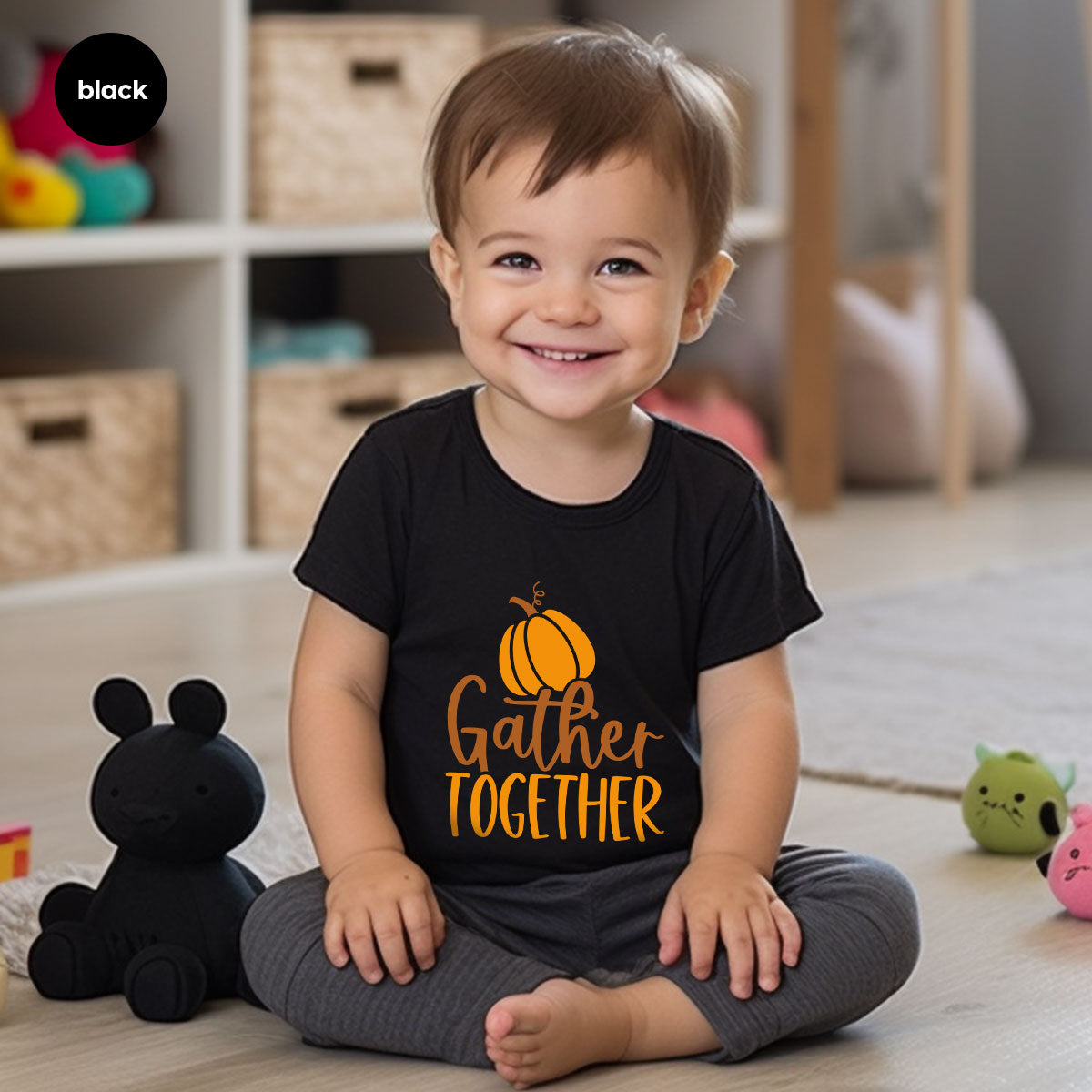 Fall Crewneck Sweatshirt, Thanksgiving Family Outfits, Pumpkin Graphic Tees, Autumn Clothing, Thankful Toddler Tshirt, Gather Together Shirt