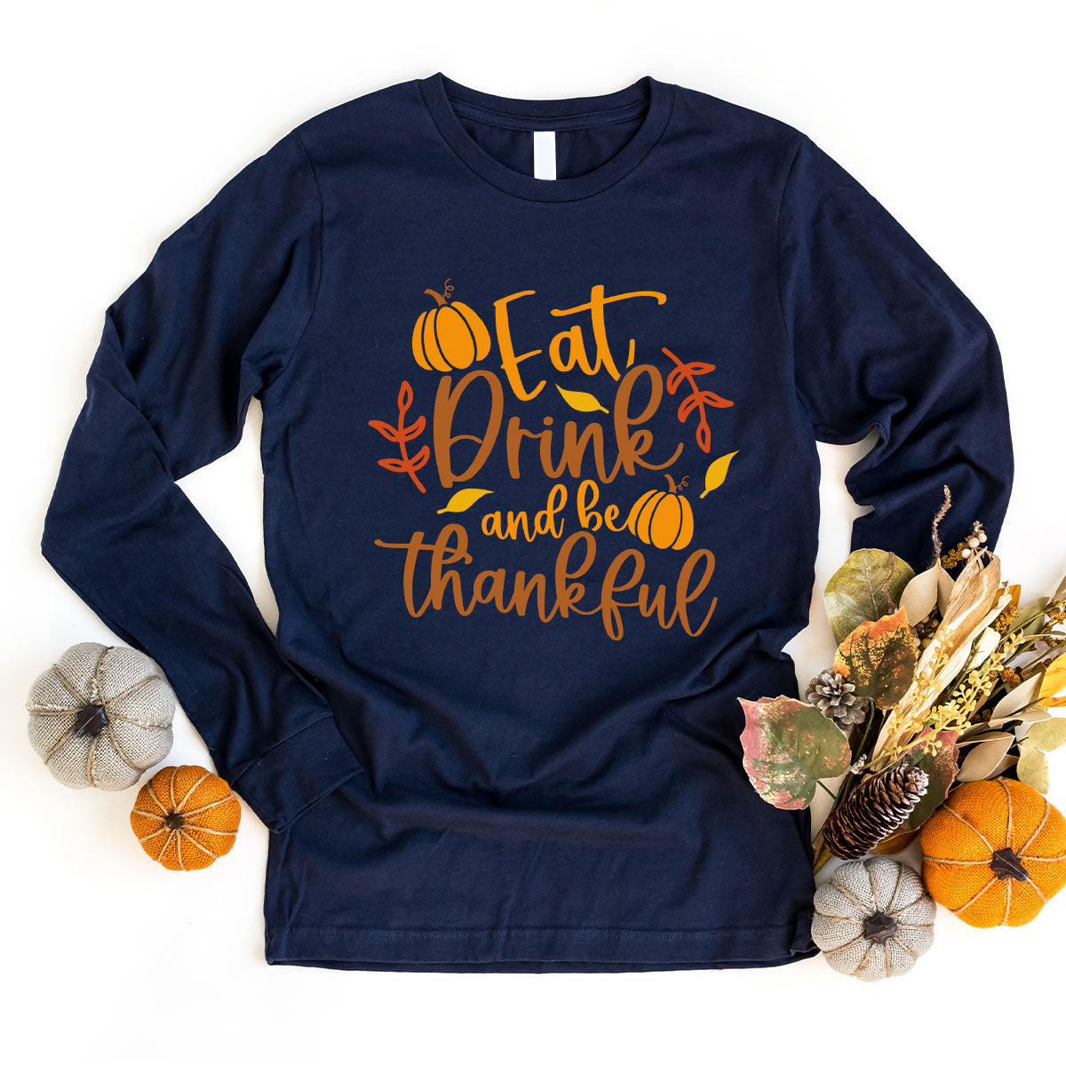 Cute Pumpkin T-Shirt, Fall Graphic Tees, Thankful Gifts, Thanksgiving Outfits, Autumn Crewneck Sweatshirt, Fall Leaves Vneck Shirt