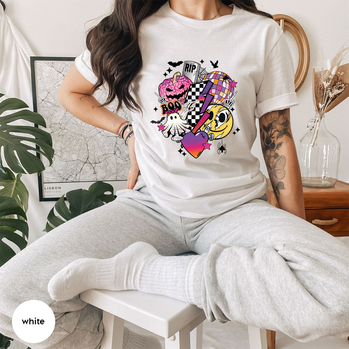 Retro Halloween Shirt, Spooky Pumpkin Shirt, Cool Checkered Outfit