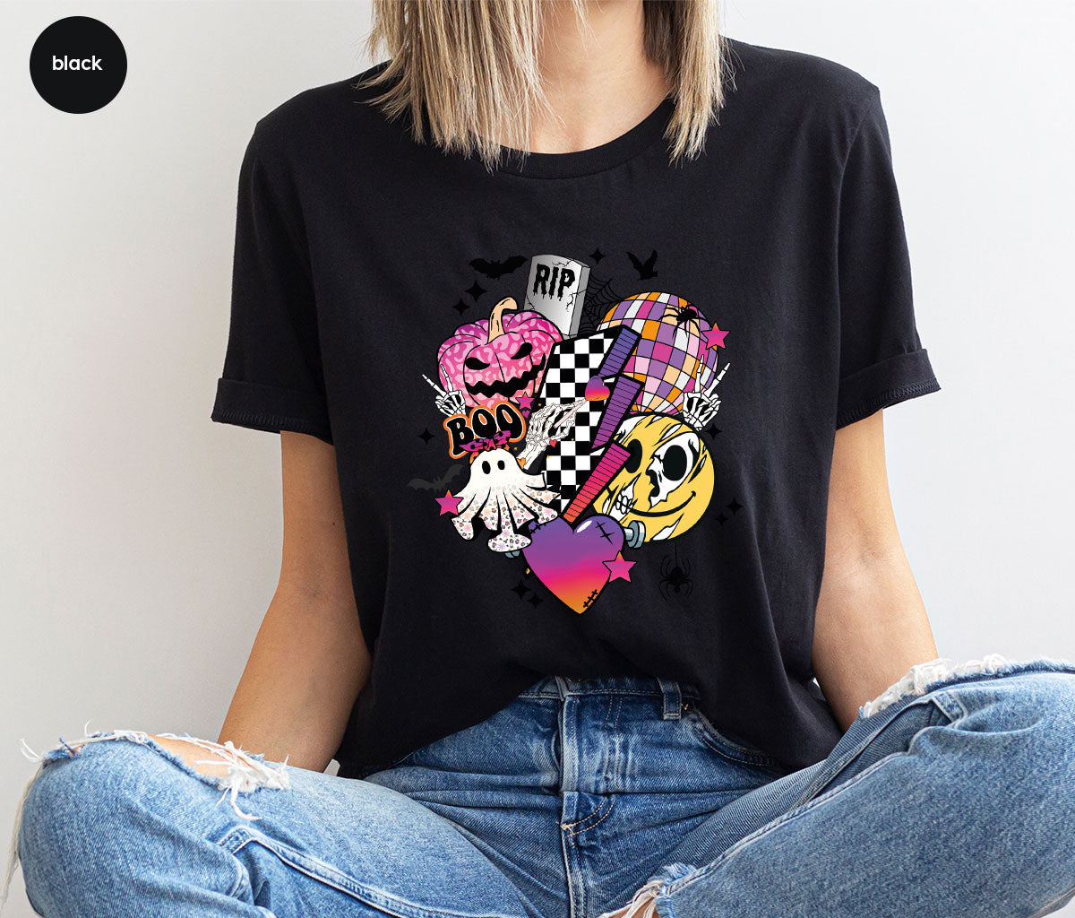 Retro Halloween Shirt, Spooky Pumpkin Shirt, Cool Checkered Outfit