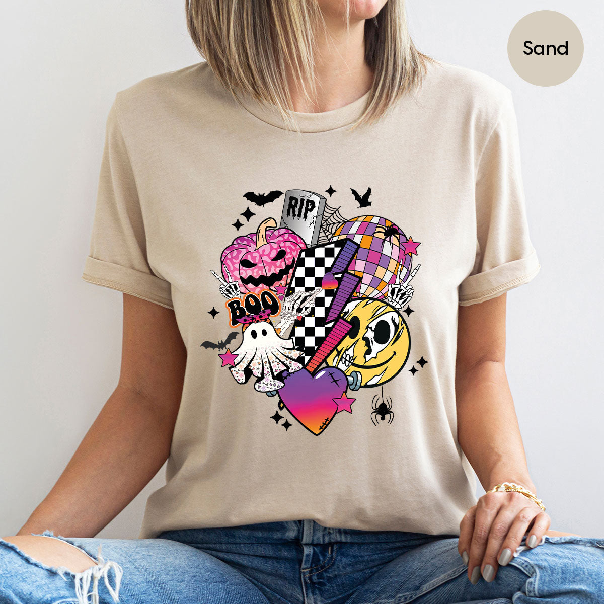 Retro Halloween Shirt, Spooky Pumpkin Shirt, Cool Checkered Outfit