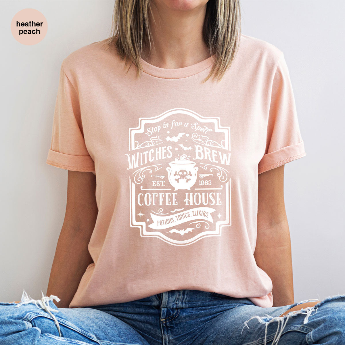 Halloween Shirt, Witchy Gifts, Spooky Season Tshirt, Spell Vneck T Shirt, Shirts for Women, Gifts for Her, Witch's Brew Graphic Tees
