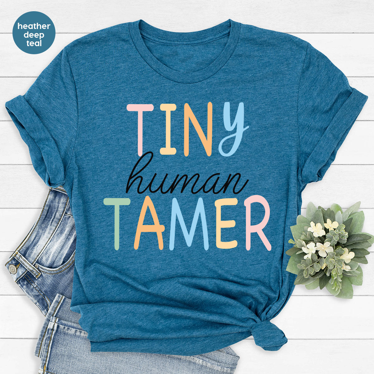 Teacher Shirt, Tiny Human Tamer, Kindergarten Teacher, Preschool Teacher, First Day of School, Back to School T-Shirt, Gift for Teacher