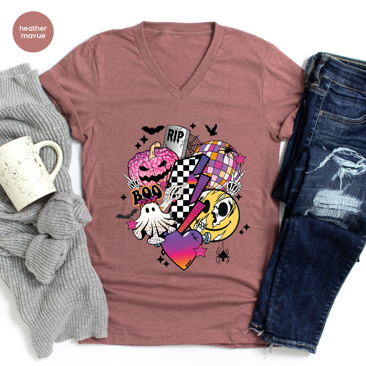 Retro Halloween Shirt, Spooky Pumpkin Shirt, Cool Checkered Outfit