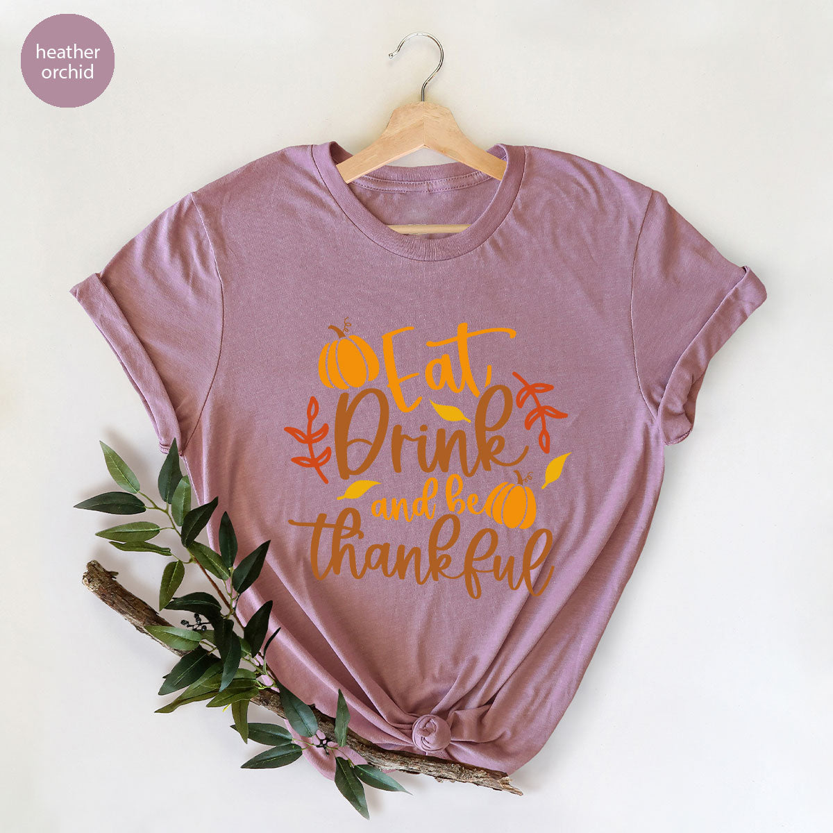 Cute Pumpkin T-Shirt, Fall Graphic Tees, Thankful Gifts, Thanksgiving Outfits, Autumn Crewneck Sweatshirt, Fall Leaves Vneck Shirt