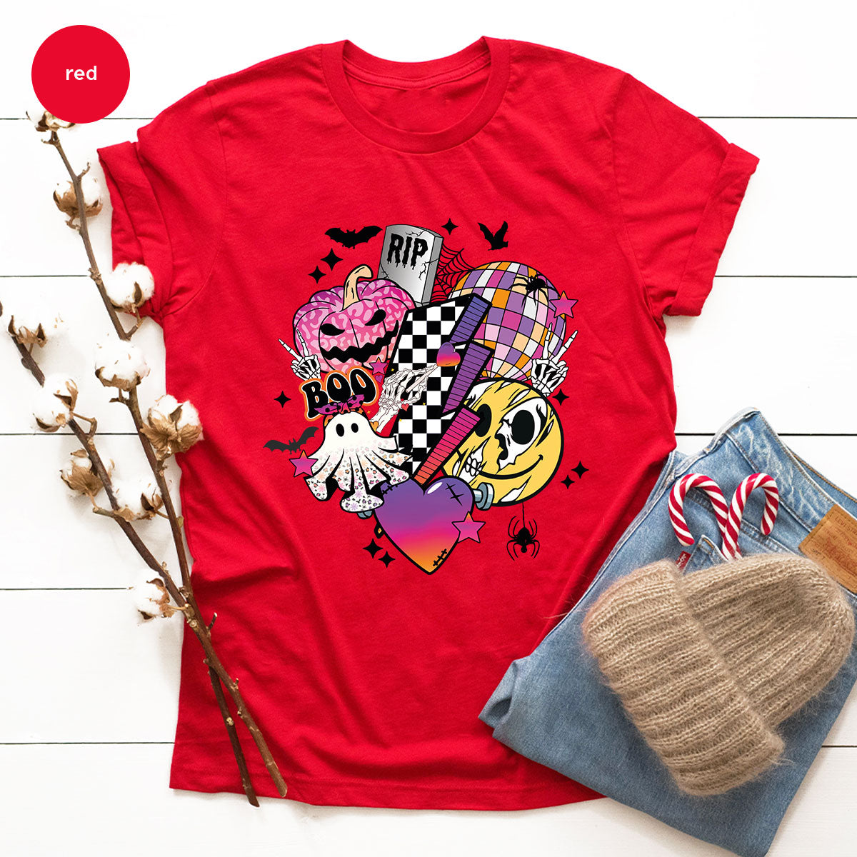 Retro Halloween Shirt, Spooky Pumpkin Shirt, Cool Checkered Outfit