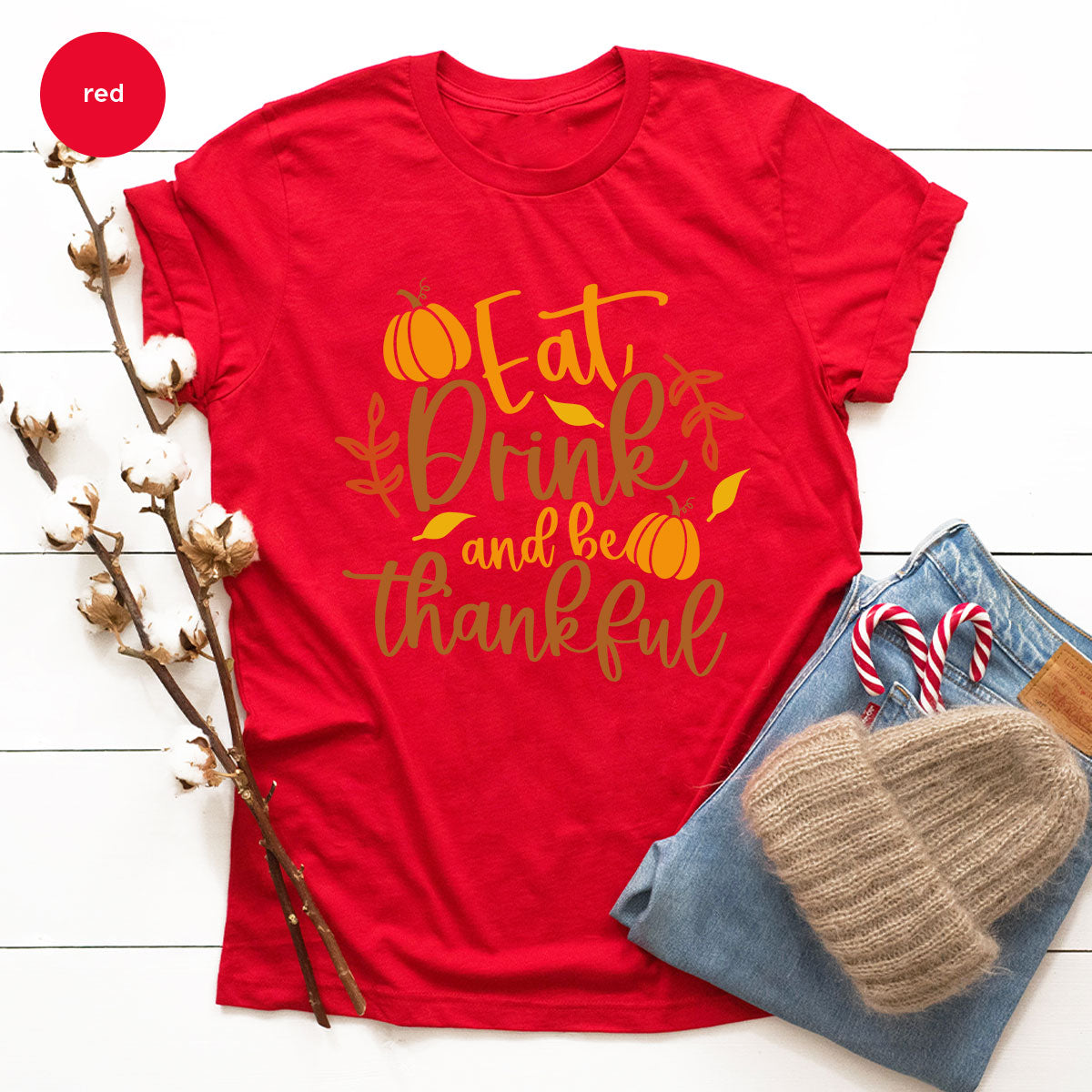 Cute Pumpkin T-Shirt, Fall Graphic Tees, Thankful Gifts, Thanksgiving Outfits, Autumn Crewneck Sweatshirt, Fall Leaves Vneck Shirt