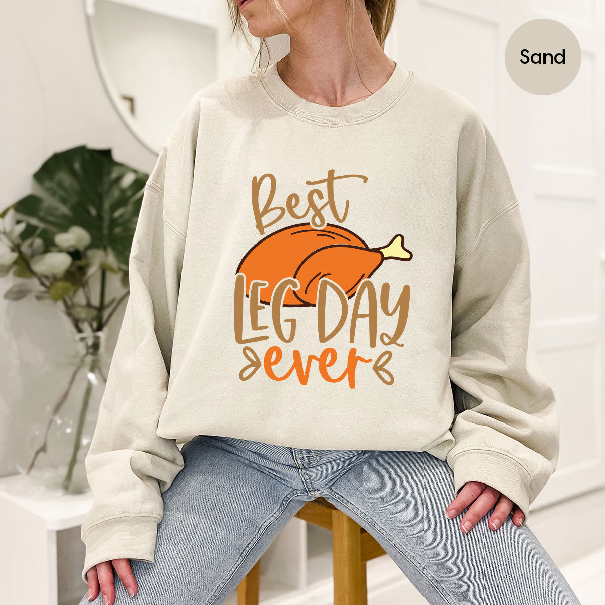 Funny Thanksgiving Shirts, Turkey Graphic Tees, Fall Crewneck Sweatshirt, Autumn Outfit, Matching Family TShirts, Best Leg Day Ever T-Shirt