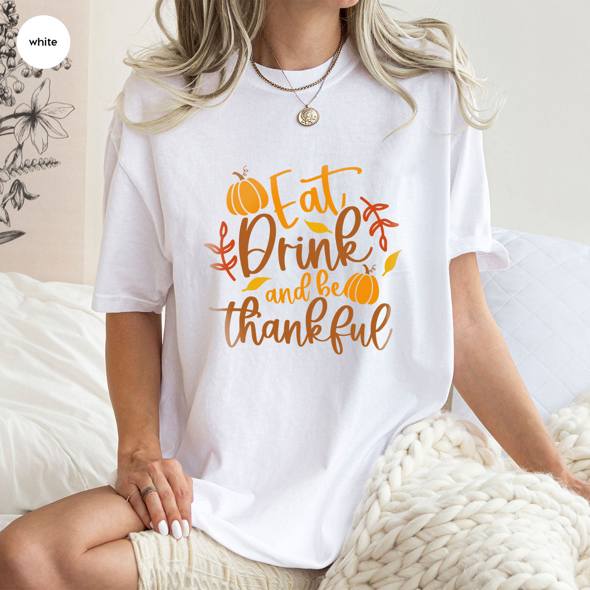 Cute Pumpkin T-Shirt, Fall Graphic Tees, Thankful Gifts, Thanksgiving Outfits, Autumn Crewneck Sweatshirt, Fall Leaves Vneck Shirt