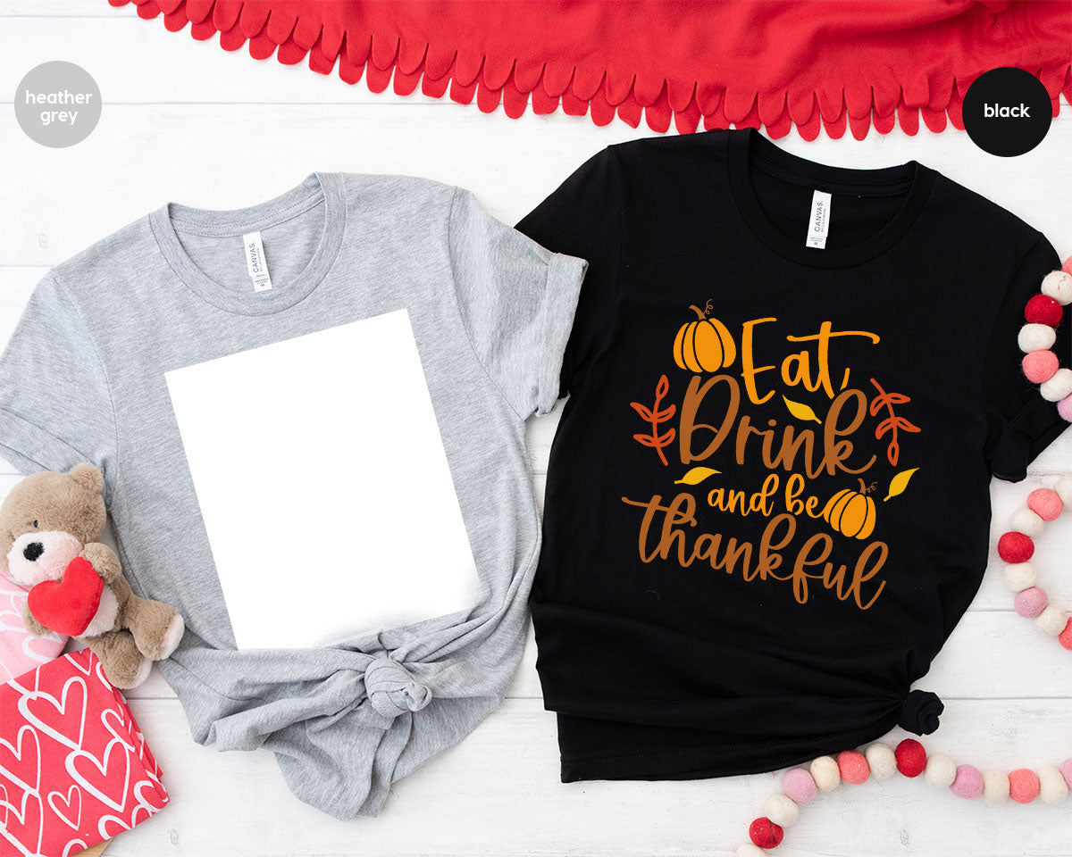 Cute Pumpkin T-Shirt, Fall Graphic Tees, Thankful Gifts, Thanksgiving Outfits, Autumn Crewneck Sweatshirt, Fall Leaves Vneck Shirt