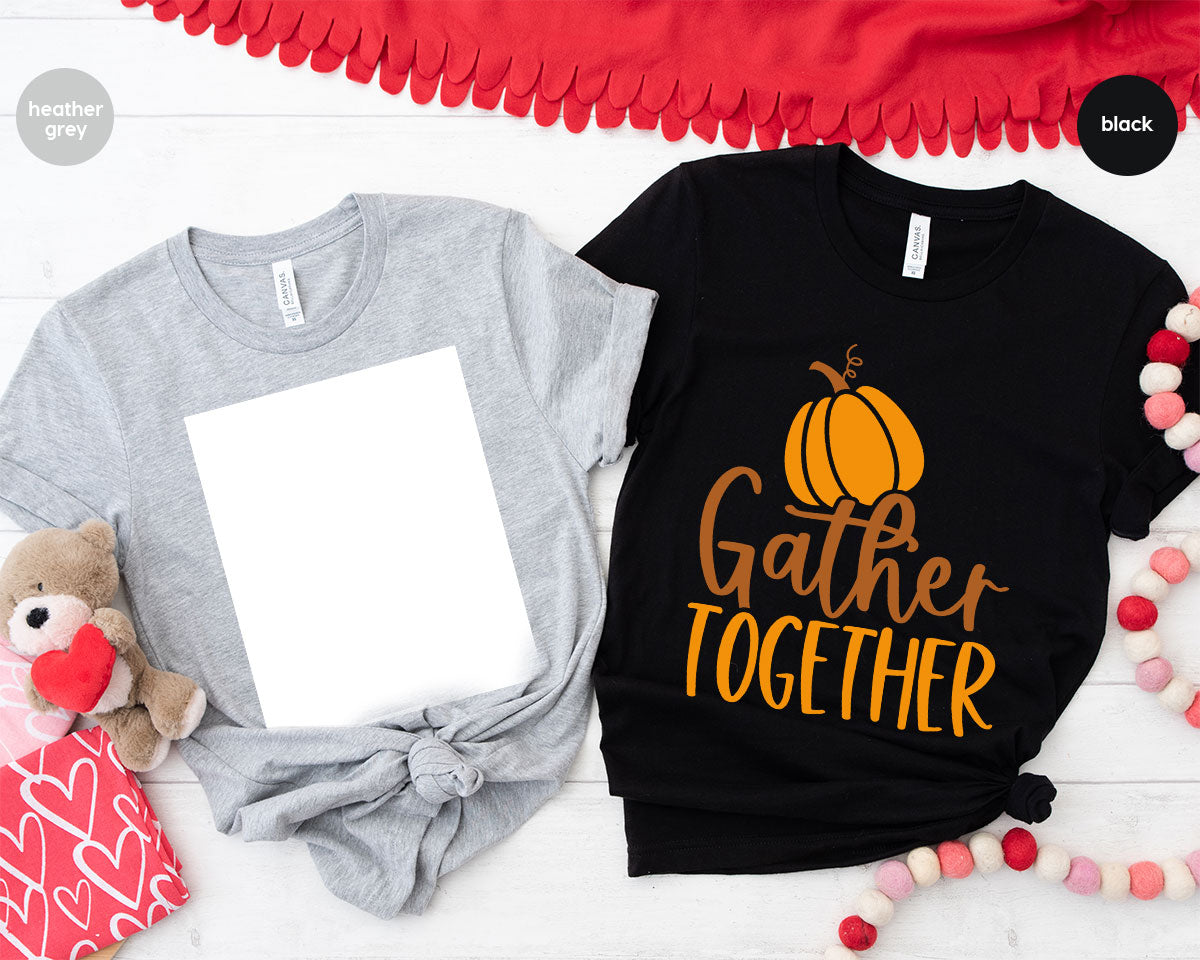 Fall Crewneck Sweatshirt, Thanksgiving Family Outfits, Pumpkin Graphic Tees, Autumn Clothing, Thankful Toddler Tshirt, Gather Together Shirt