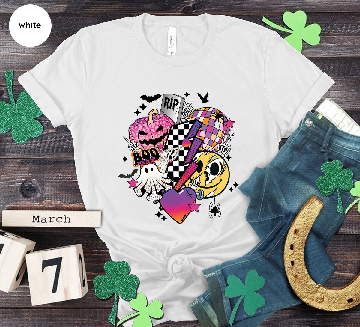 Retro Halloween Shirt, Spooky Pumpkin Shirt, Cool Checkered Outfit