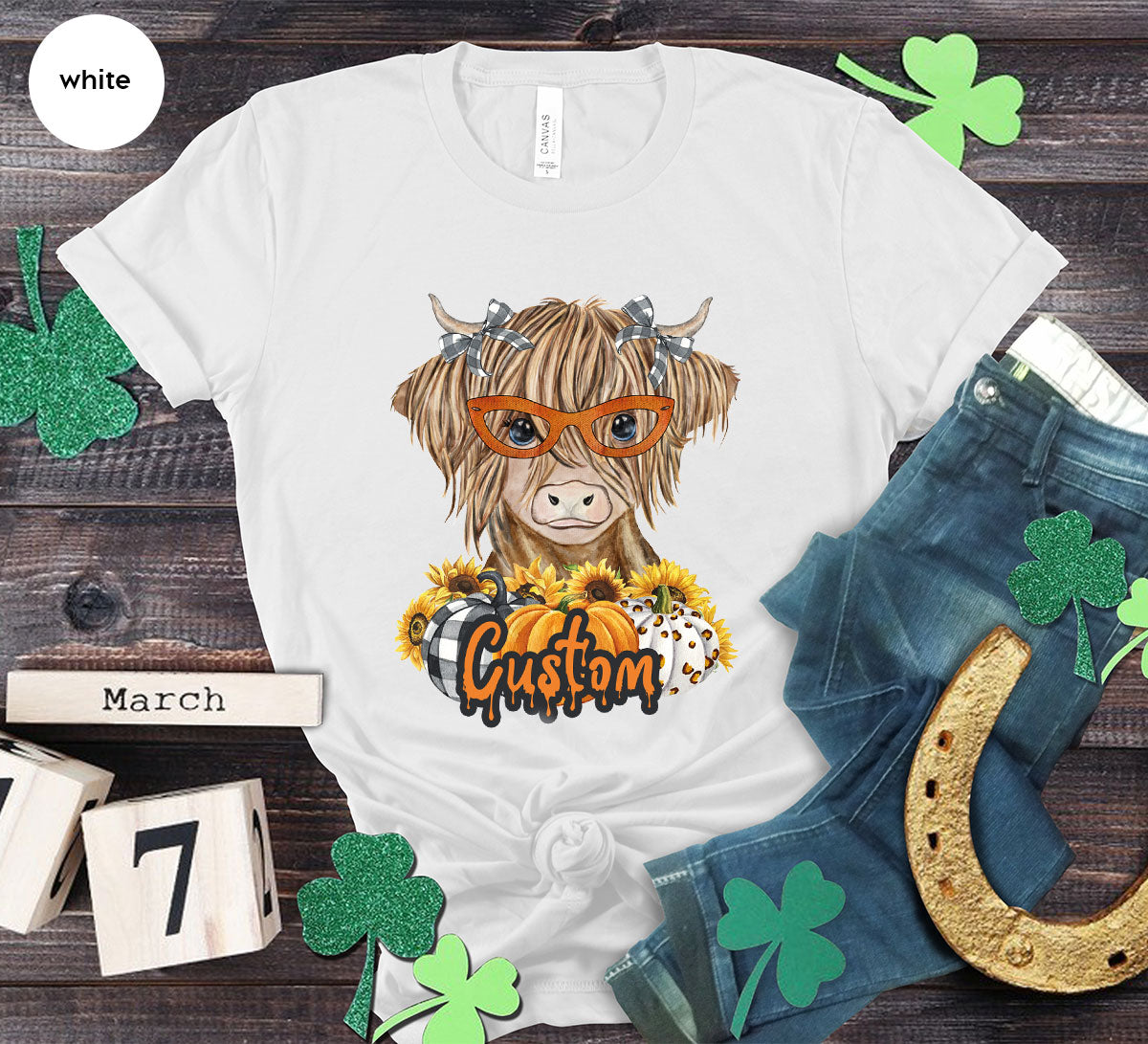 Custom Cow Shirt, Fall Graphic Tees, Personalized Farmer Gifts, Customized Pumpkin T-Shirt, Kids Farm Clothing, Thanksgiving Vneck Tshirt