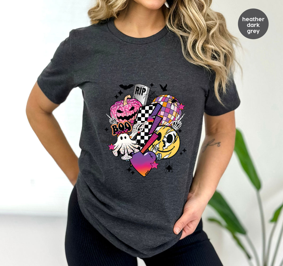 Retro Halloween Shirt, Spooky Pumpkin Shirt, Cool Checkered Outfit