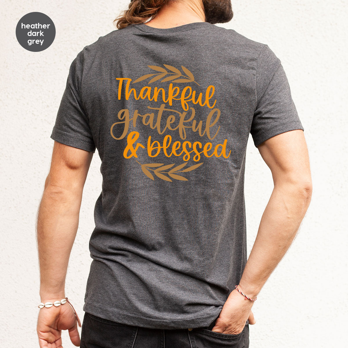 Fall Tshirt, Autumn Clothing, Gift for Her, Happy Thanksgiving Outfit, Leaves Graphic Tees, Thankful Grateful Blessed T-Shirt