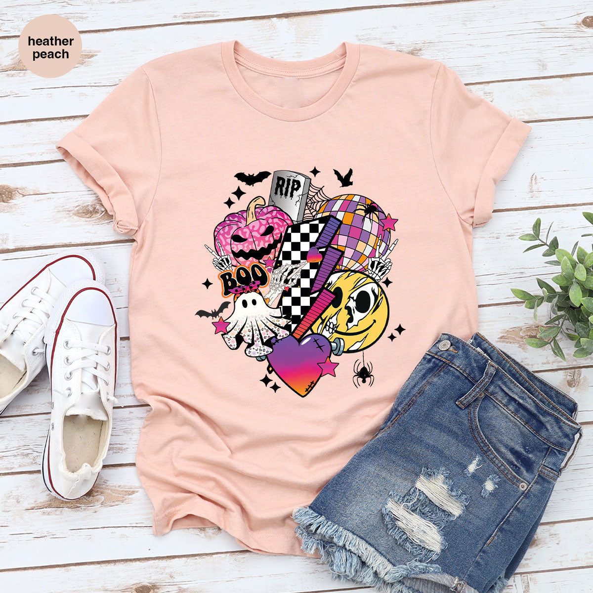 Retro Halloween Shirt, Spooky Pumpkin Shirt, Cool Checkered Outfit