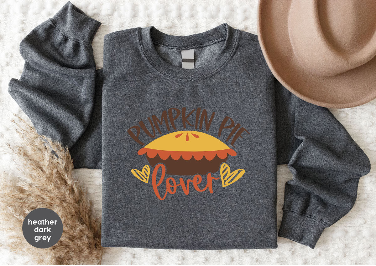 Kids Thanksgiving Shirts, Pumpkin Pie Graphic Tees, Gift for Her, Fall Crewneck Sweatshirt, Cute Toddler Clothes, Autumn Vneck T-Shirt