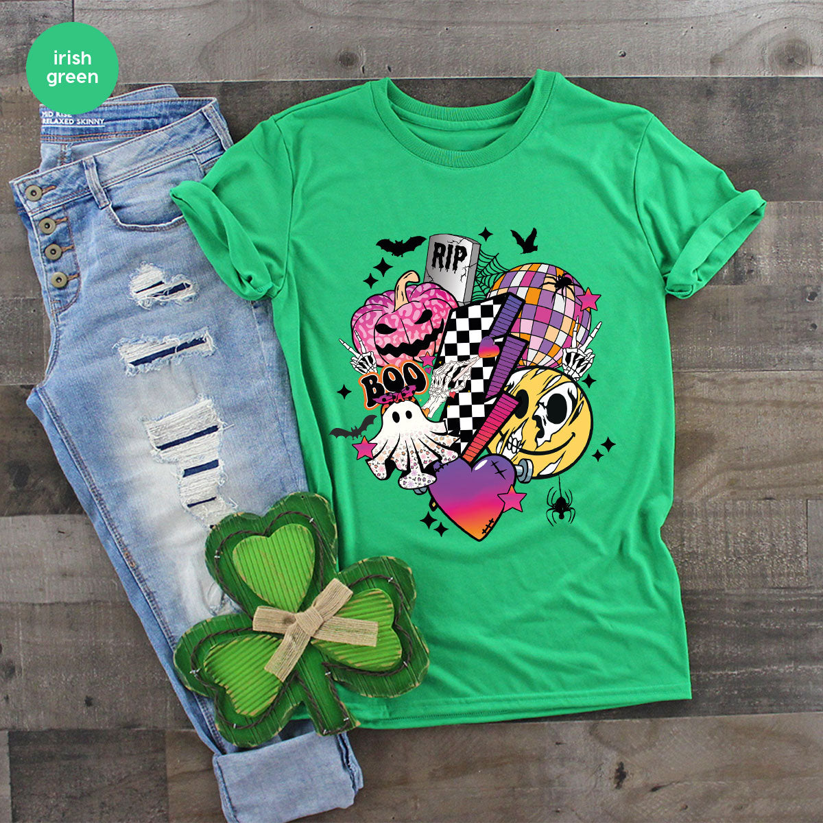 Retro Halloween Shirt, Spooky Pumpkin Shirt, Cool Checkered Outfit
