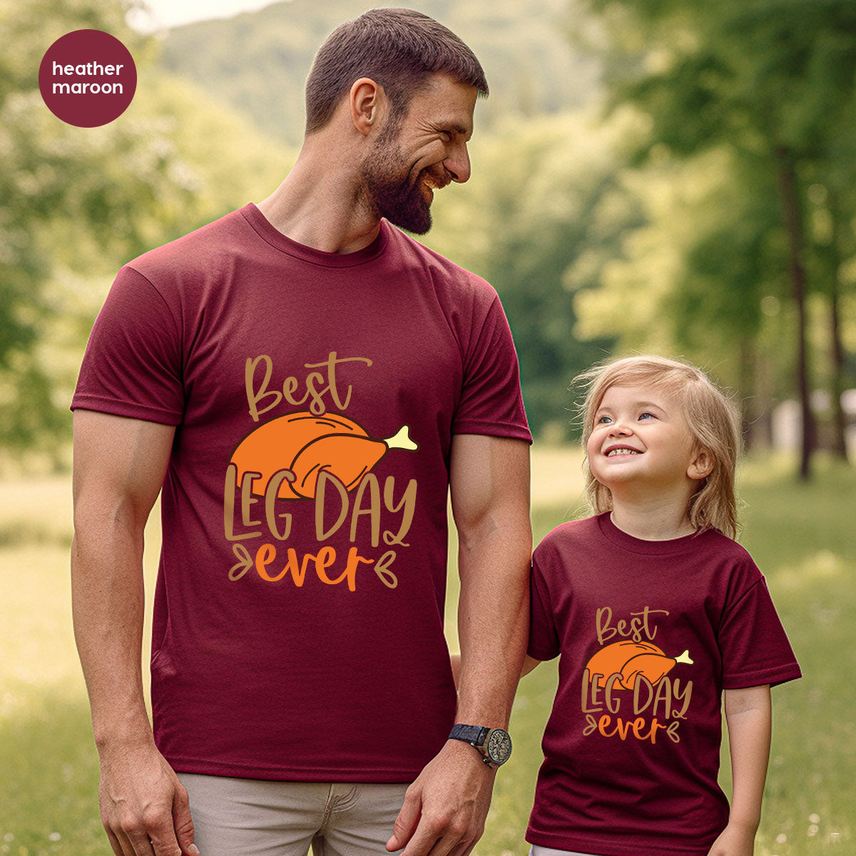 Funny Thanksgiving Shirts, Turkey Graphic Tees, Fall Crewneck Sweatshirt, Autumn Outfit, Matching Family TShirts, Best Leg Day Ever T-Shirt