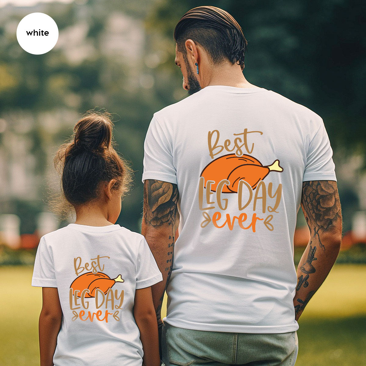 Funny Thanksgiving Shirts, Turkey Graphic Tees, Fall Crewneck Sweatshirt, Autumn Outfit, Matching Family TShirts, Best Leg Day Ever T-Shirt