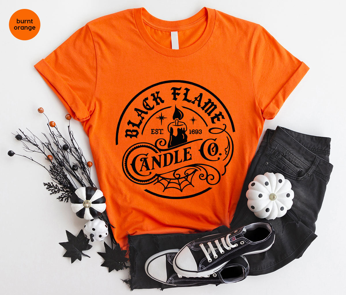 Black Flame Candle Shirt, Halloween Gifts, Hocus Pocus Tshirt, Halloween Party Clothing, Witch Vneck T-Shirt, Witchy Shirts, Gift for Her