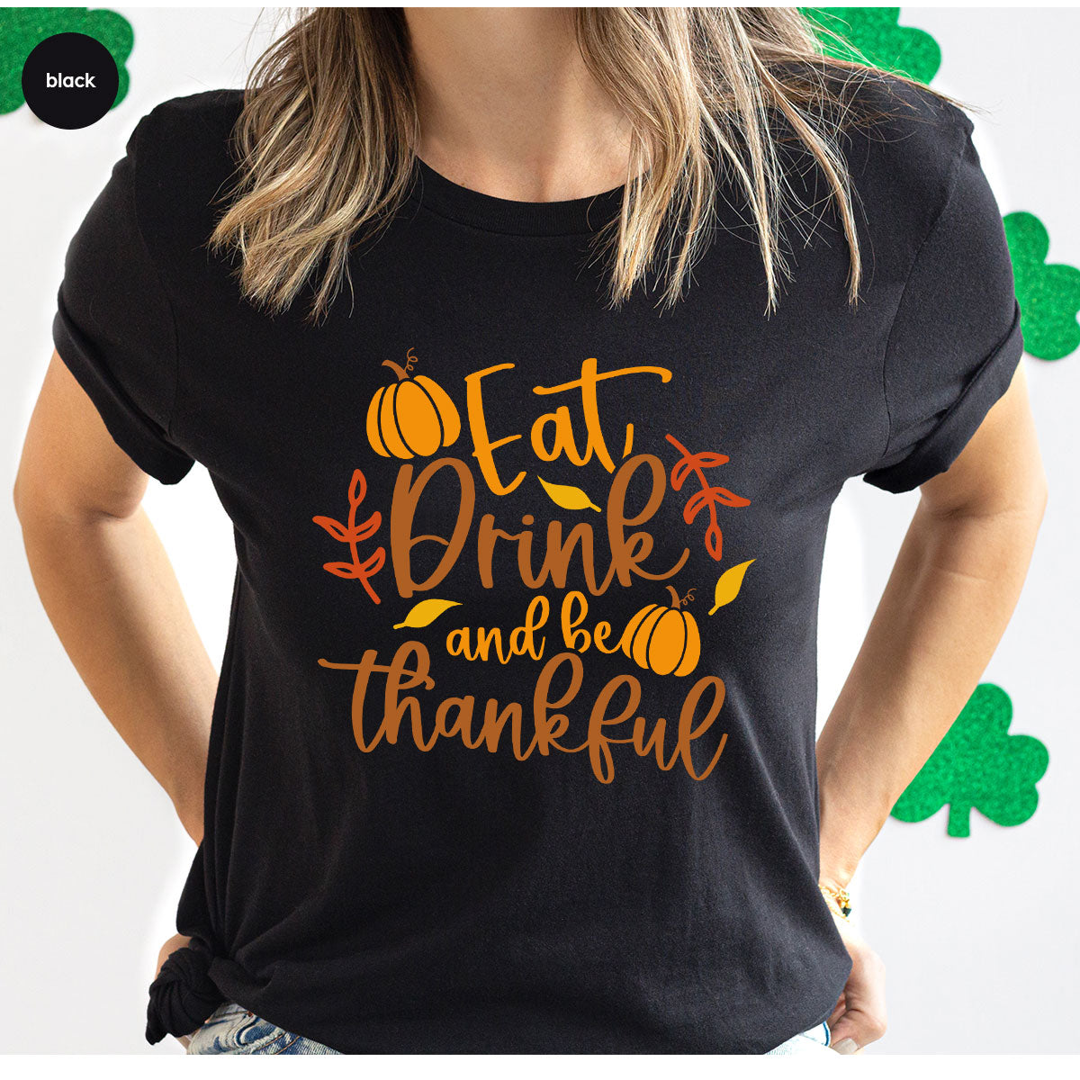 Cute Pumpkin T-Shirt, Fall Graphic Tees, Thankful Gifts, Thanksgiving Outfits, Autumn Crewneck Sweatshirt, Fall Leaves Vneck Shirt