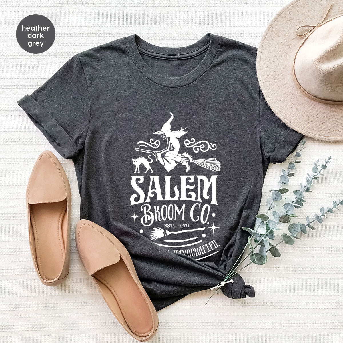 Halloween T-Shirt, Halloween Gifts, Salem Graphic Tees, Witchy Gifts, Witch Crewneck Sweatshirt, Womens Vneck T Shirt, Broom Shirt