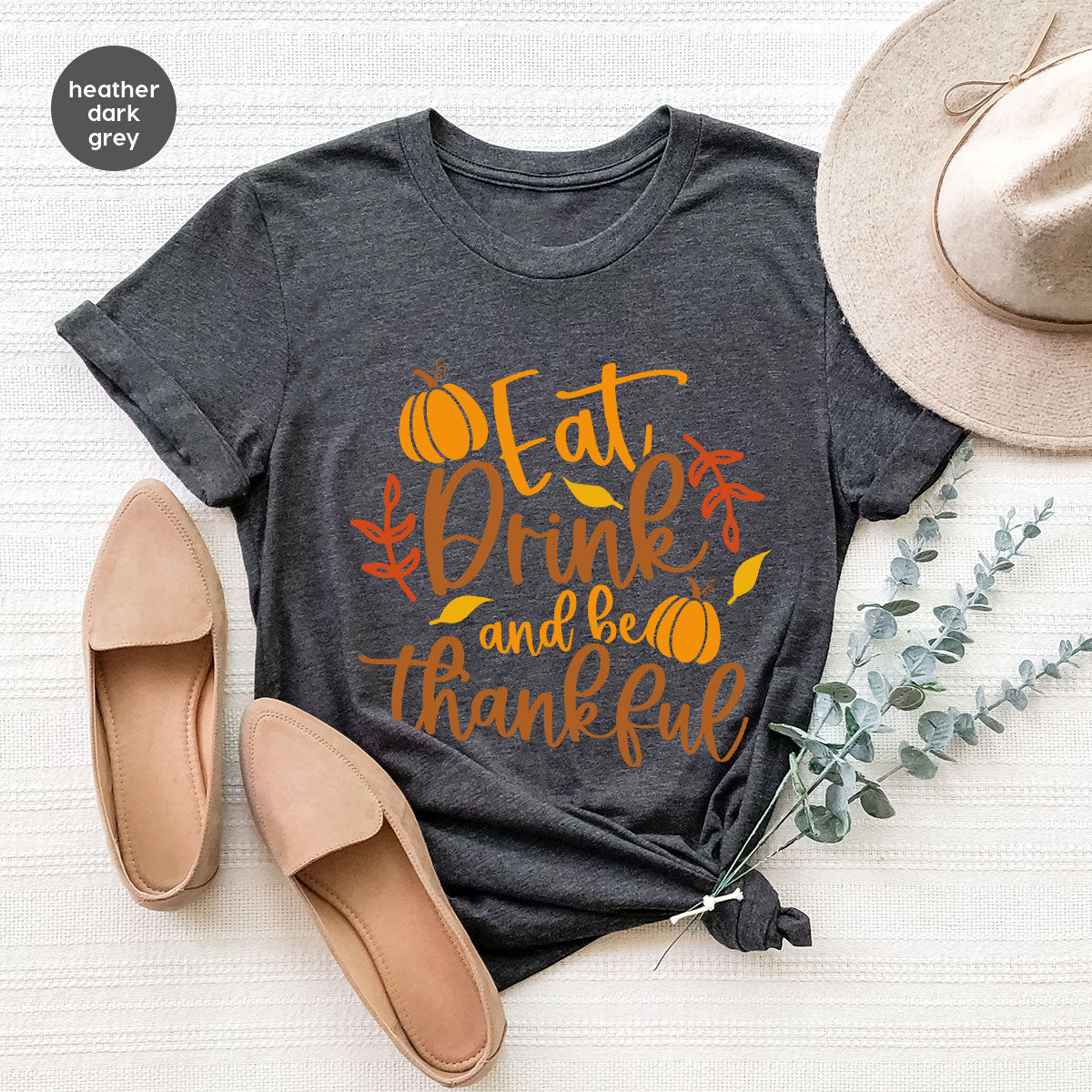 Cute Pumpkin T-Shirt, Fall Graphic Tees, Thankful Gifts, Thanksgiving Outfits, Autumn Crewneck Sweatshirt, Fall Leaves Vneck Shirt