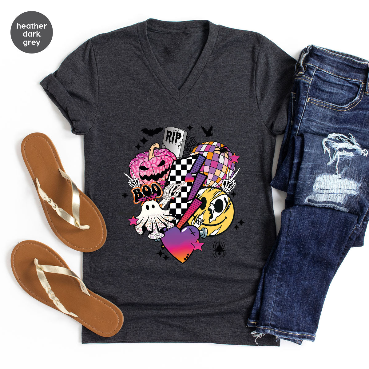 Retro Halloween Shirt, Spooky Pumpkin Shirt, Cool Checkered Outfit