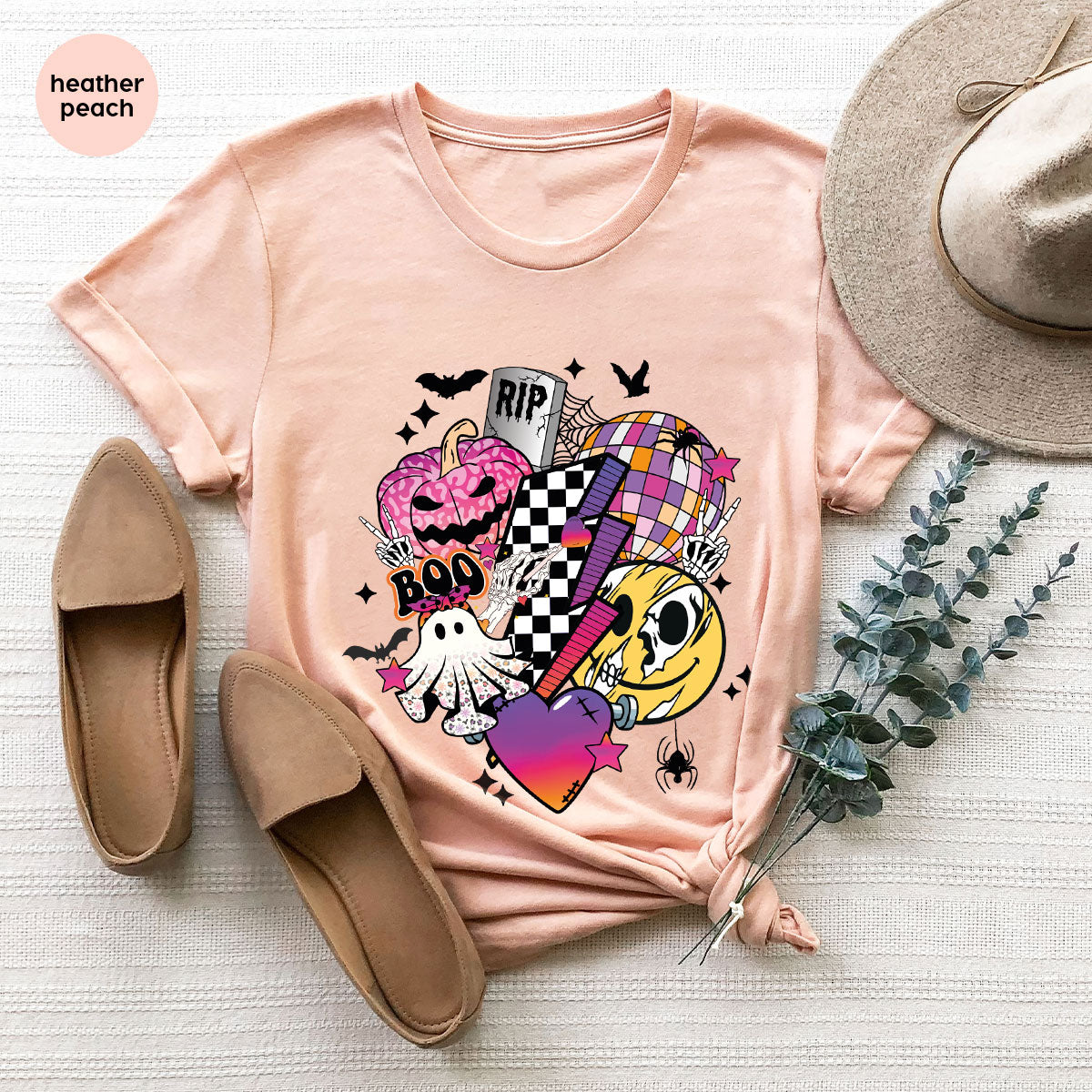 Retro Halloween Shirt, Spooky Pumpkin Shirt, Cool Checkered Outfit