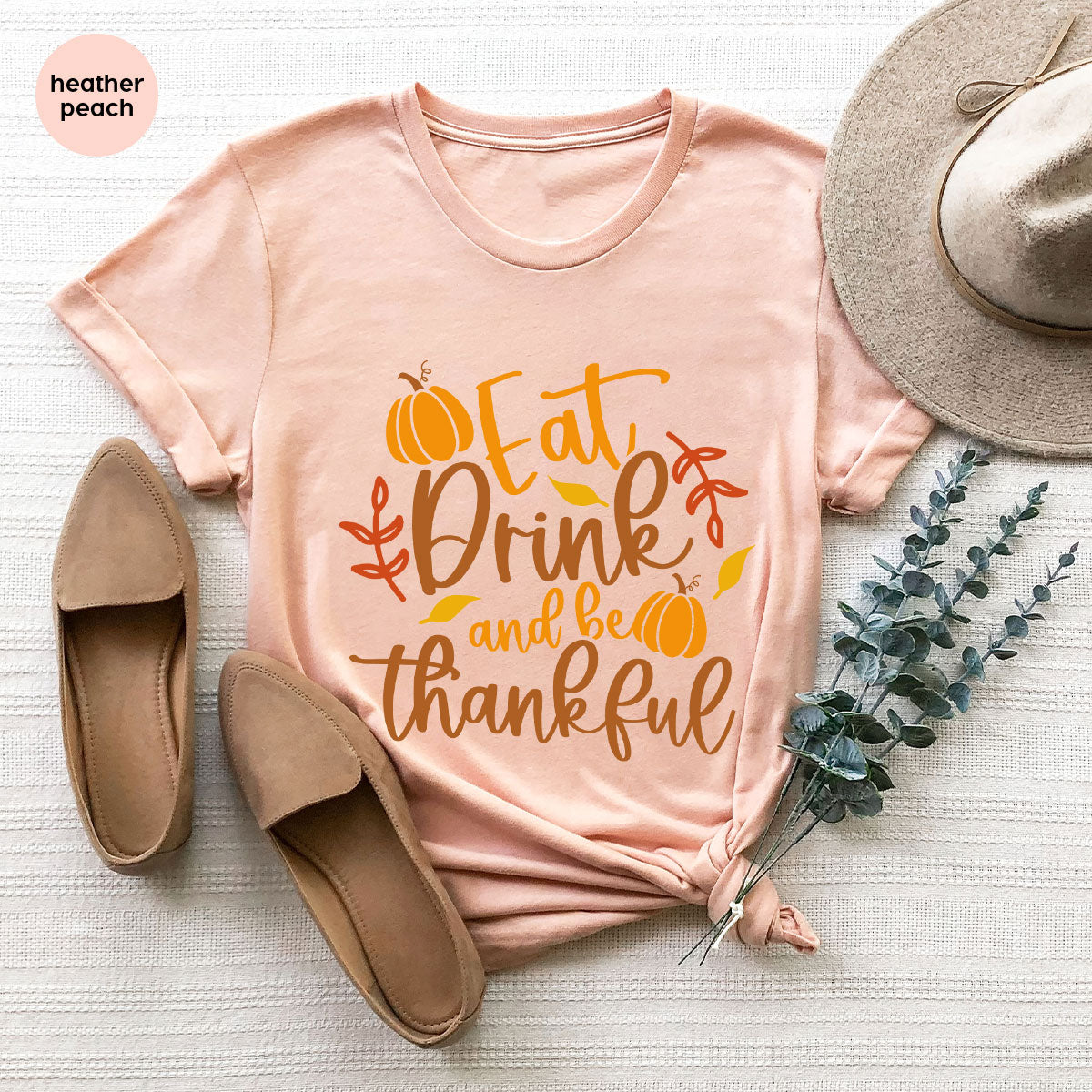 Cute Pumpkin T-Shirt, Fall Graphic Tees, Thankful Gifts, Thanksgiving Outfits, Autumn Crewneck Sweatshirt, Fall Leaves Vneck Shirt